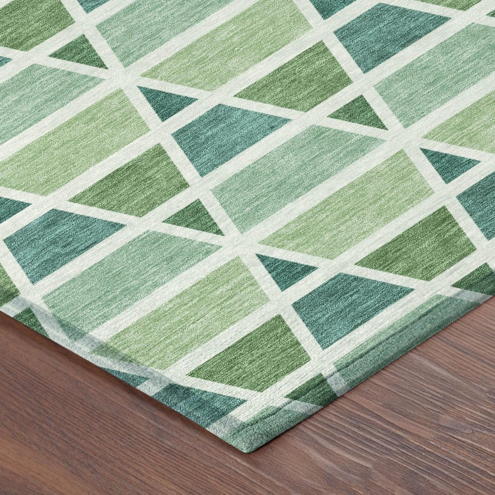 3' X 5' Teal Blue And Green Geometric Washable Indoor Outdoor Area Rug HomeRoots