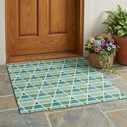 3' X 5' Teal Blue And Green Geometric Washable Indoor Outdoor Area Rug HomeRoots