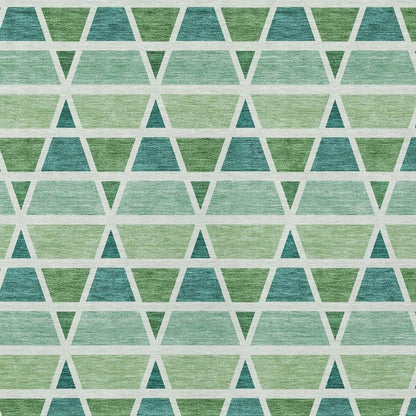 5' X 8' Teal Blue And Green Geometric Washable Indoor Outdoor Area Rug HomeRoots