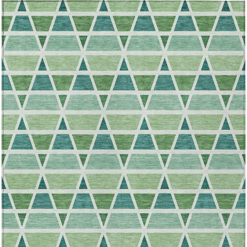 5' X 8' Teal Blue And Green Geometric Washable Indoor Outdoor Area Rug HomeRoots