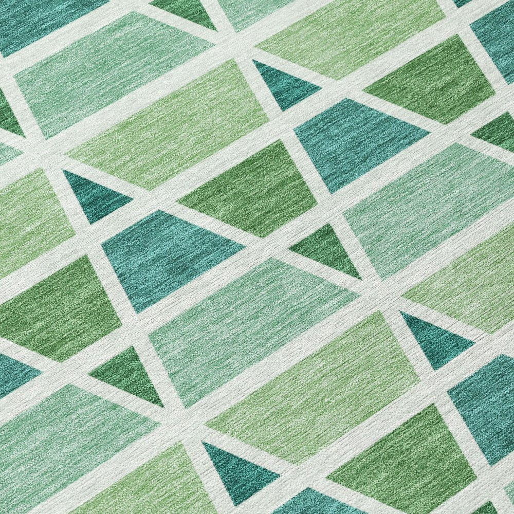 8' Teal Blue And Green Round Geometric Washable Indoor Outdoor Area Rug HomeRoots