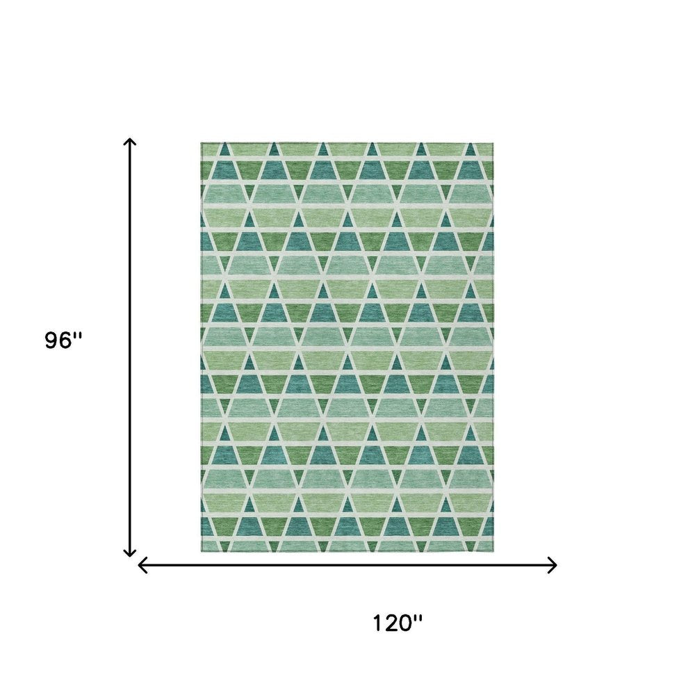 8' X 10' Teal Blue And Green Geometric Washable Indoor Outdoor Area Rug HomeRoots