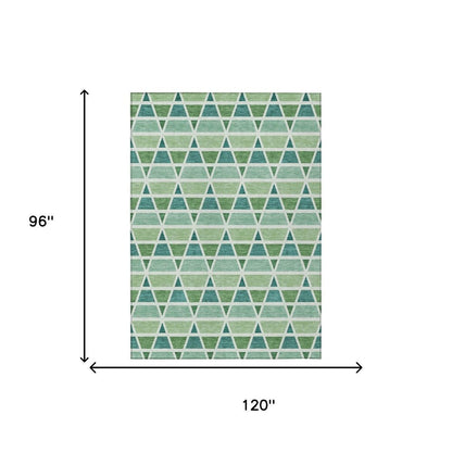 8' X 10' Teal Blue And Green Geometric Washable Indoor Outdoor Area Rug HomeRoots