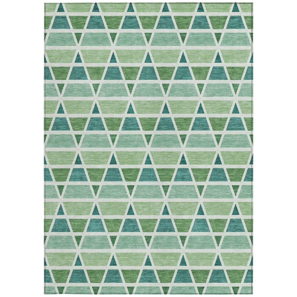 8' X 10' Teal Blue And Green Geometric Washable Indoor Outdoor Area Rug HomeRoots