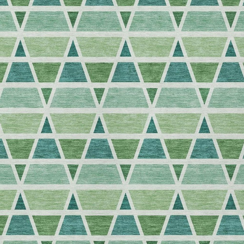 9' X 12' Teal Blue And Green Geometric Washable Indoor Outdoor Area Rug HomeRoots