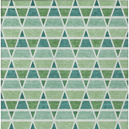 9' X 12' Teal Blue And Green Geometric Washable Indoor Outdoor Area Rug HomeRoots