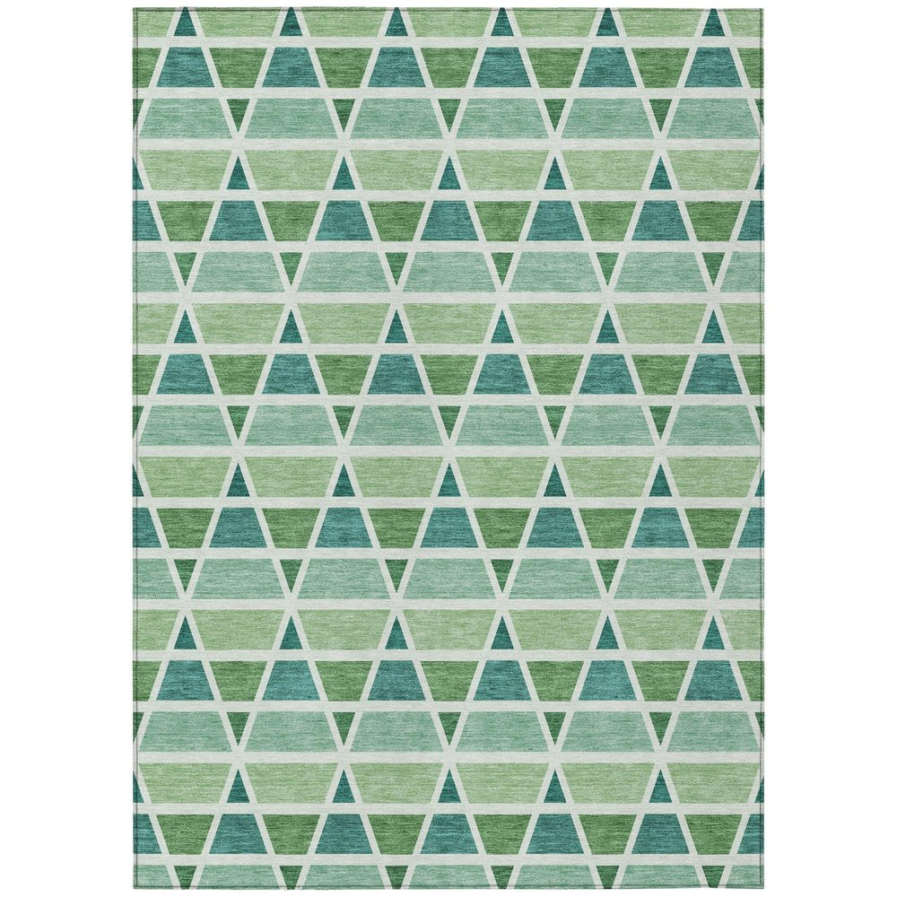 9' X 12' Teal Blue And Green Geometric Washable Indoor Outdoor Area Rug HomeRoots