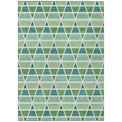 9' X 12' Teal Blue And Green Geometric Washable Indoor Outdoor Area Rug HomeRoots