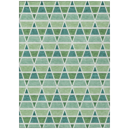 9' X 12' Teal Blue And Green Geometric Washable Indoor Outdoor Area Rug HomeRoots