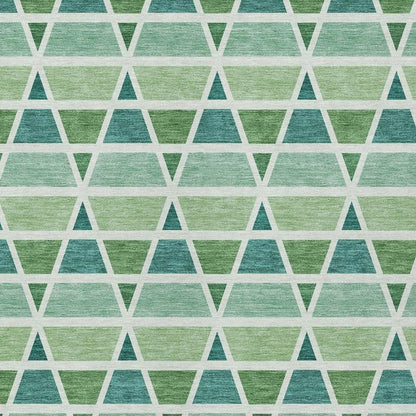 10' X 14' Teal Blue And Green Geometric Washable Indoor Outdoor Area Rug HomeRoots