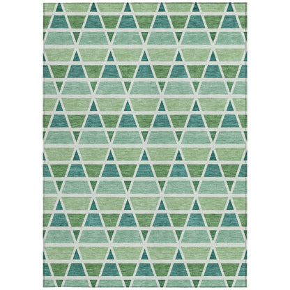 10' X 14' Teal Blue And Green Geometric Washable Indoor Outdoor Area Rug HomeRoots