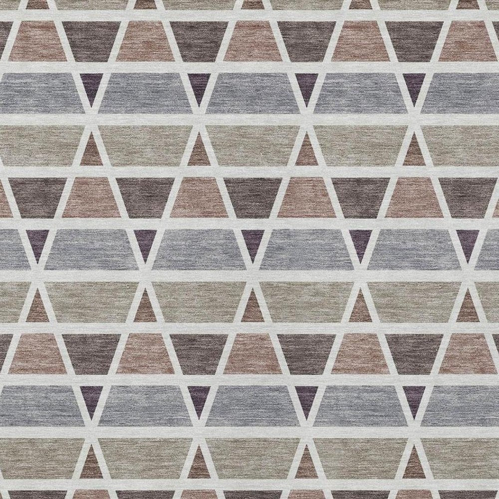 3' X 5' Taupe And Brown Geometric Washable Indoor Outdoor Area Rug HomeRoots