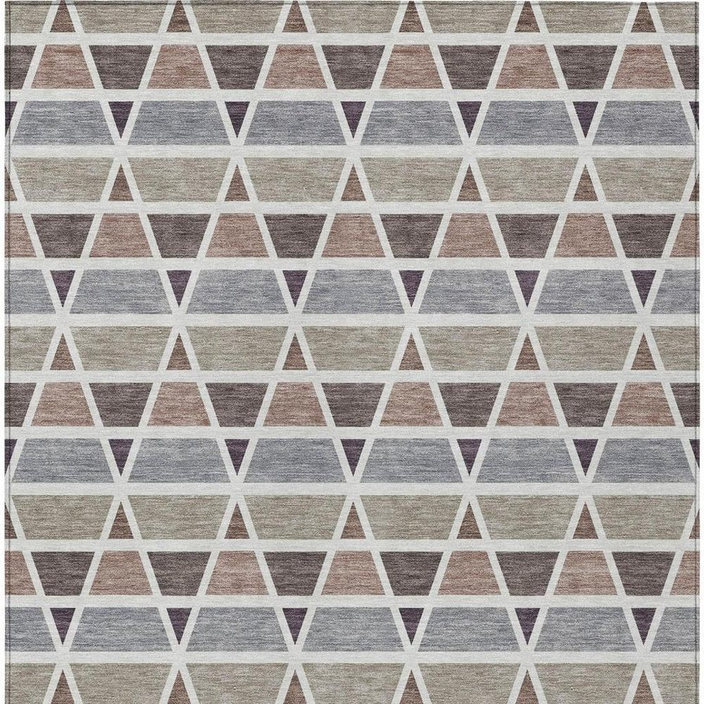 3' X 5' Taupe And Brown Geometric Washable Indoor Outdoor Area Rug HomeRoots
