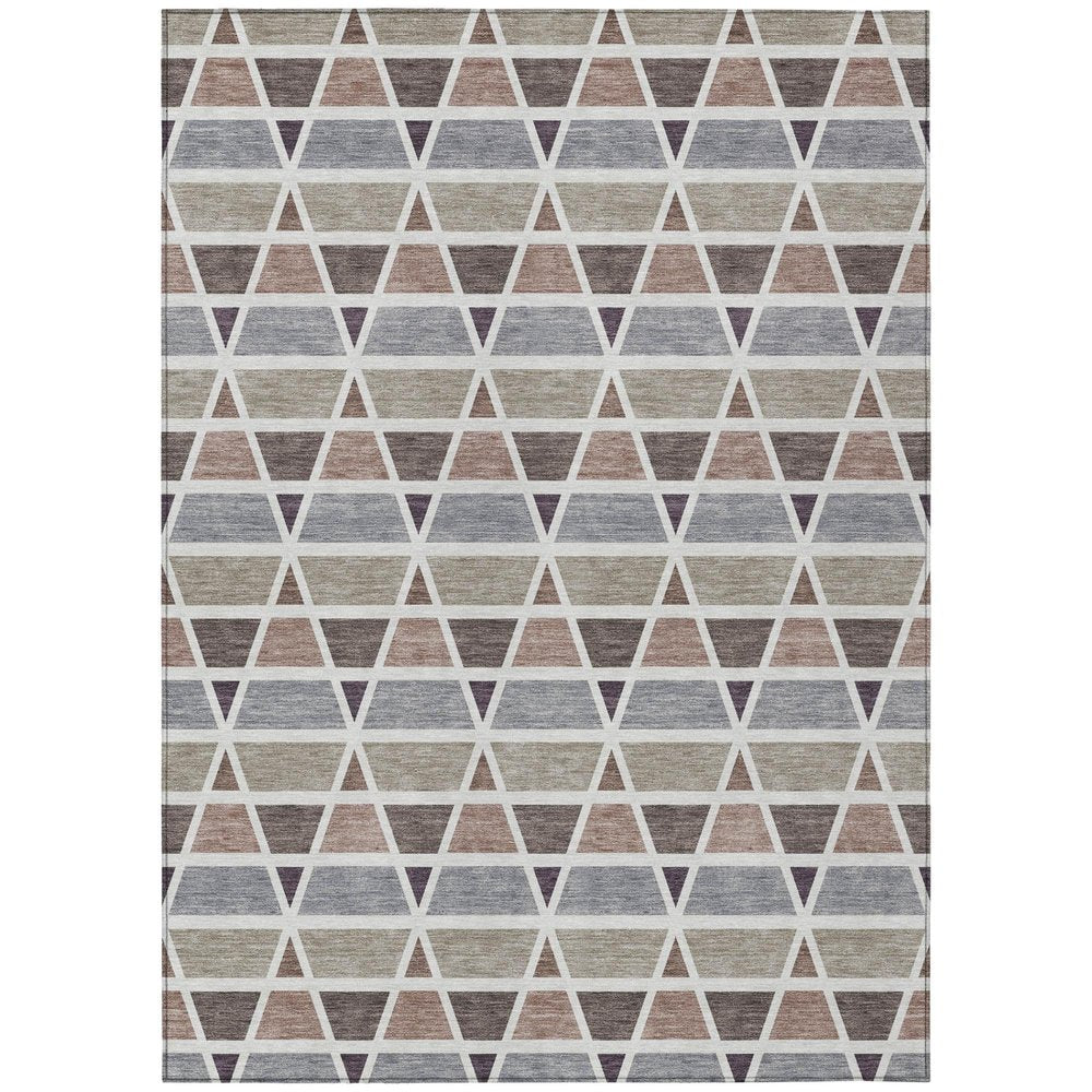 3' X 5' Taupe And Brown Geometric Washable Indoor Outdoor Area Rug HomeRoots