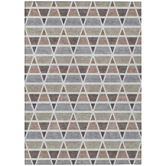 3' X 5' Taupe And Brown Geometric Washable Indoor Outdoor Area Rug HomeRoots