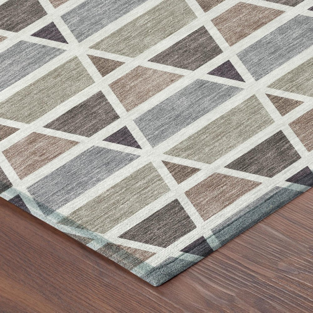 3' X 5' Taupe And Brown Geometric Washable Indoor Outdoor Area Rug HomeRoots