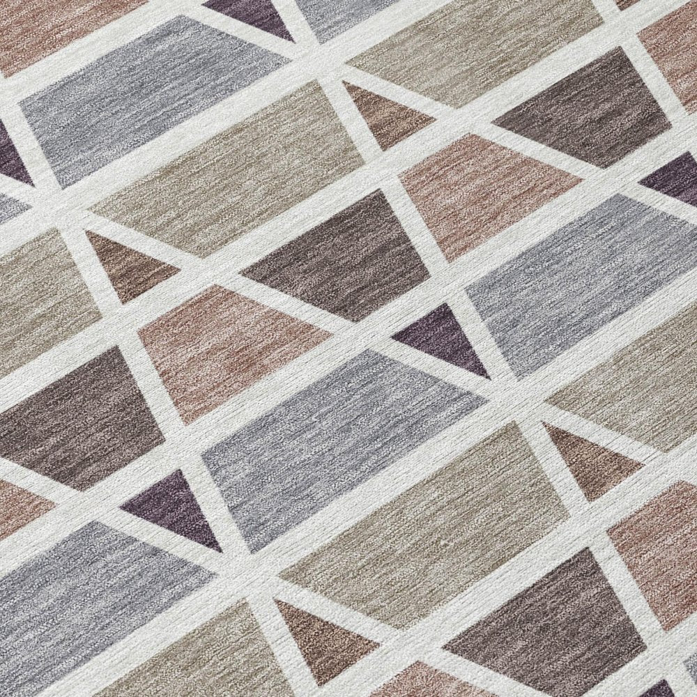 3' X 5' Taupe And Brown Geometric Washable Indoor Outdoor Area Rug HomeRoots