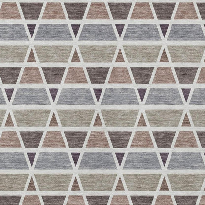 8' X 10' Taupe And Brown Geometric Washable Indoor Outdoor Area Rug