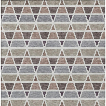 8' X 10' Taupe And Brown Geometric Washable Indoor Outdoor Area Rug