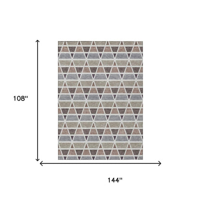 9' X 12' Taupe And Brown Geometric Washable Indoor Outdoor Area Rug HomeRoots