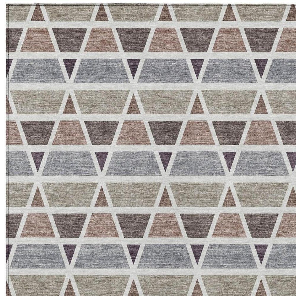 9' X 12' Taupe And Brown Geometric Washable Indoor Outdoor Area Rug HomeRoots