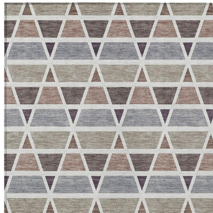 9' X 12' Taupe And Brown Geometric Washable Indoor Outdoor Area Rug HomeRoots