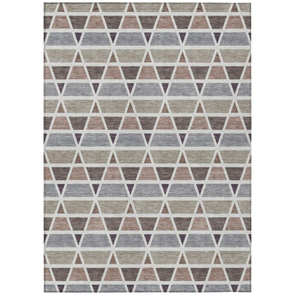 9' X 12' Taupe And Brown Geometric Washable Indoor Outdoor Area Rug HomeRoots