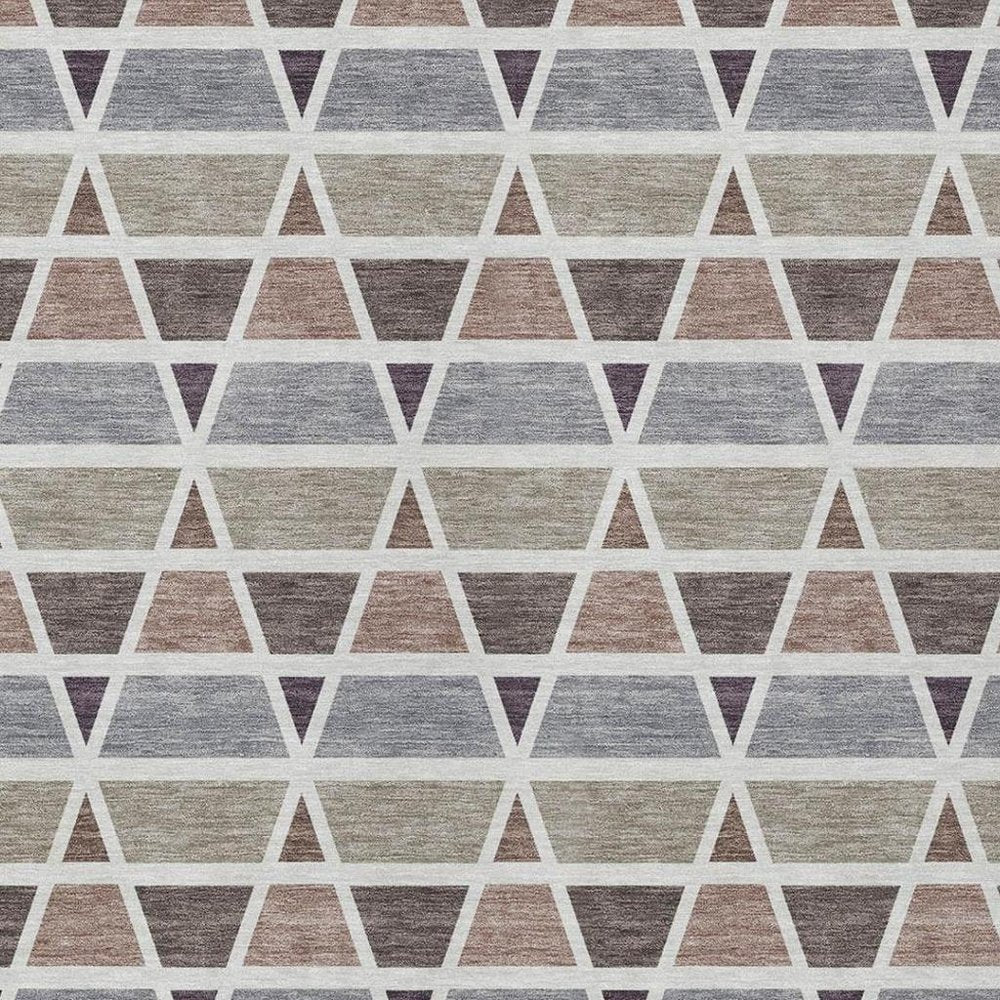 10' X 14' Taupe And Brown Geometric Washable Indoor Outdoor Area Rug HomeRoots