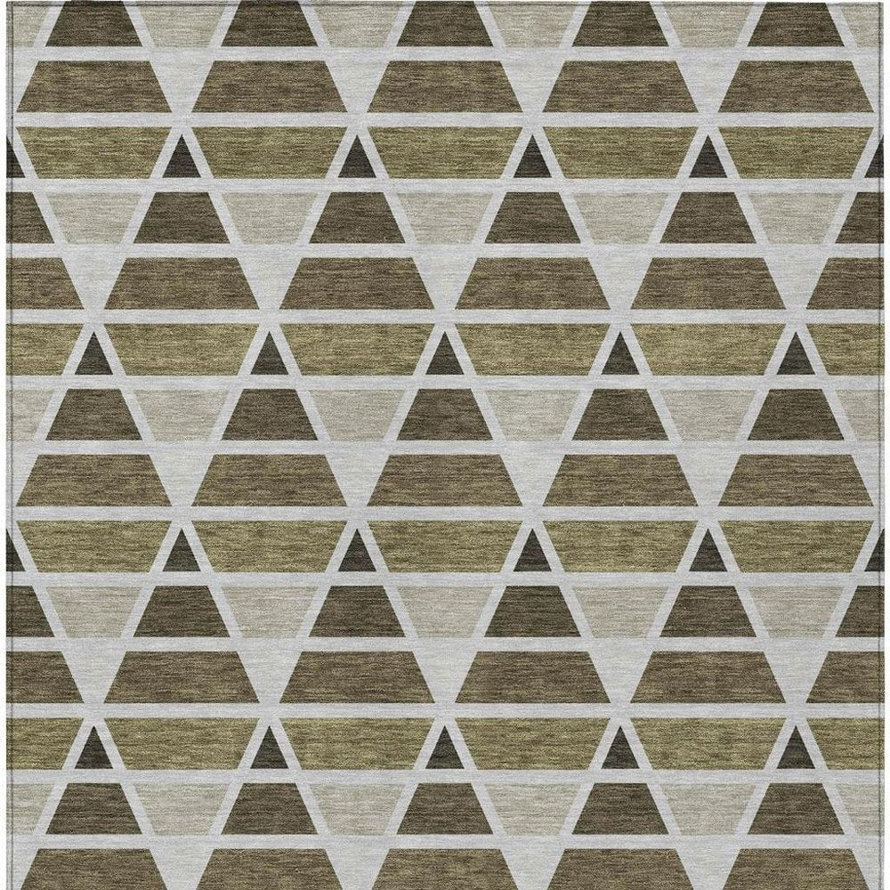 3' X 5' Brown And Pewter Geometric Washable Indoor Outdoor Area Rug HomeRoots