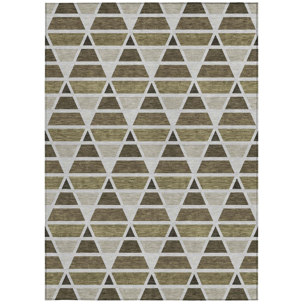 3' X 5' Brown And Pewter Geometric Washable Indoor Outdoor Area Rug HomeRoots