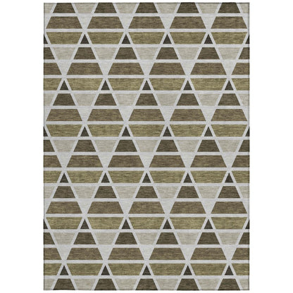 3' X 5' Brown And Pewter Geometric Washable Indoor Outdoor Area Rug HomeRoots
