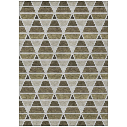 3' X 5' Brown And Pewter Geometric Washable Indoor Outdoor Area Rug HomeRoots