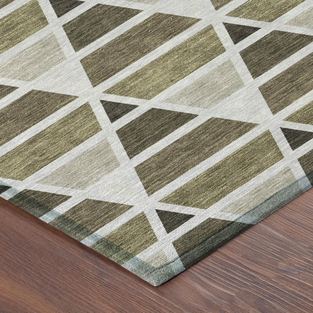 3' X 5' Brown And Pewter Geometric Washable Indoor Outdoor Area Rug HomeRoots