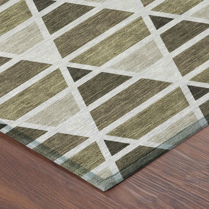 3' X 5' Brown And Pewter Geometric Washable Indoor Outdoor Area Rug HomeRoots