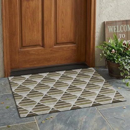 3' X 5' Brown And Pewter Geometric Washable Indoor Outdoor Area Rug HomeRoots