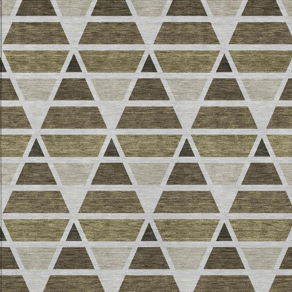5' X 8' Brown And Pewter Geometric Washable Indoor Outdoor Area Rug HomeRoots