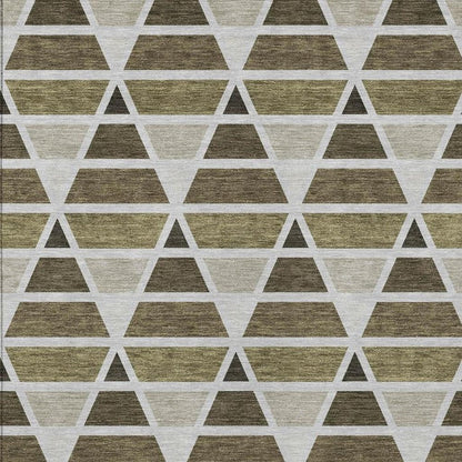 5' X 8' Brown And Pewter Geometric Washable Indoor Outdoor Area Rug HomeRoots
