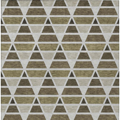 5' X 8' Brown And Pewter Geometric Washable Indoor Outdoor Area Rug HomeRoots