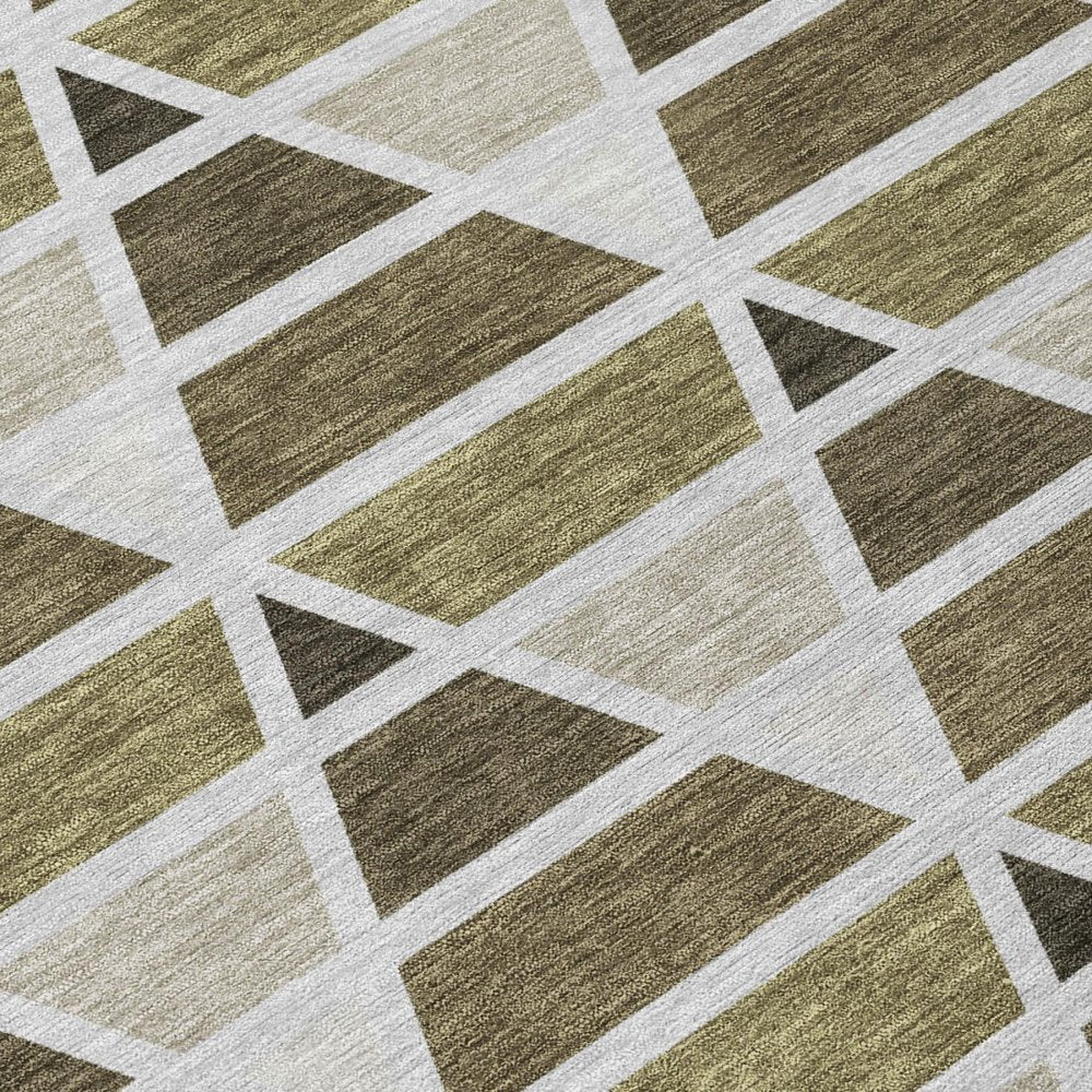 5' X 8' Brown And Pewter Geometric Washable Indoor Outdoor Area Rug HomeRoots