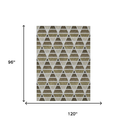 8' X 10' Brown And Pewter Geometric Washable Indoor Outdoor Area Rug HomeRoots