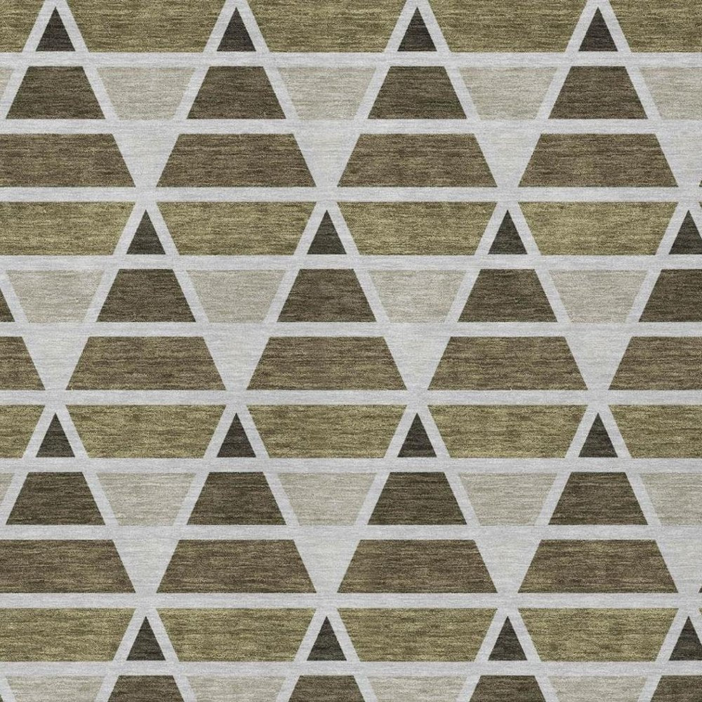 8' X 10' Brown And Pewter Geometric Washable Indoor Outdoor Area Rug HomeRoots