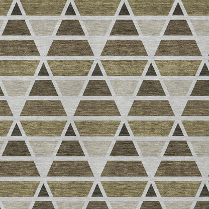 8' X 10' Brown And Pewter Geometric Washable Indoor Outdoor Area Rug HomeRoots