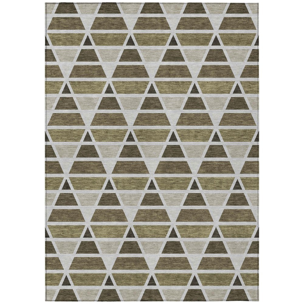 8' X 10' Brown And Pewter Geometric Washable Indoor Outdoor Area Rug HomeRoots