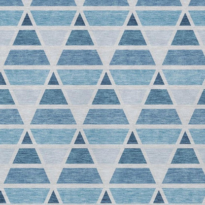 3' X 5' Blue And Silver Geometric Washable Indoor Outdoor Area Rug HomeRoots
