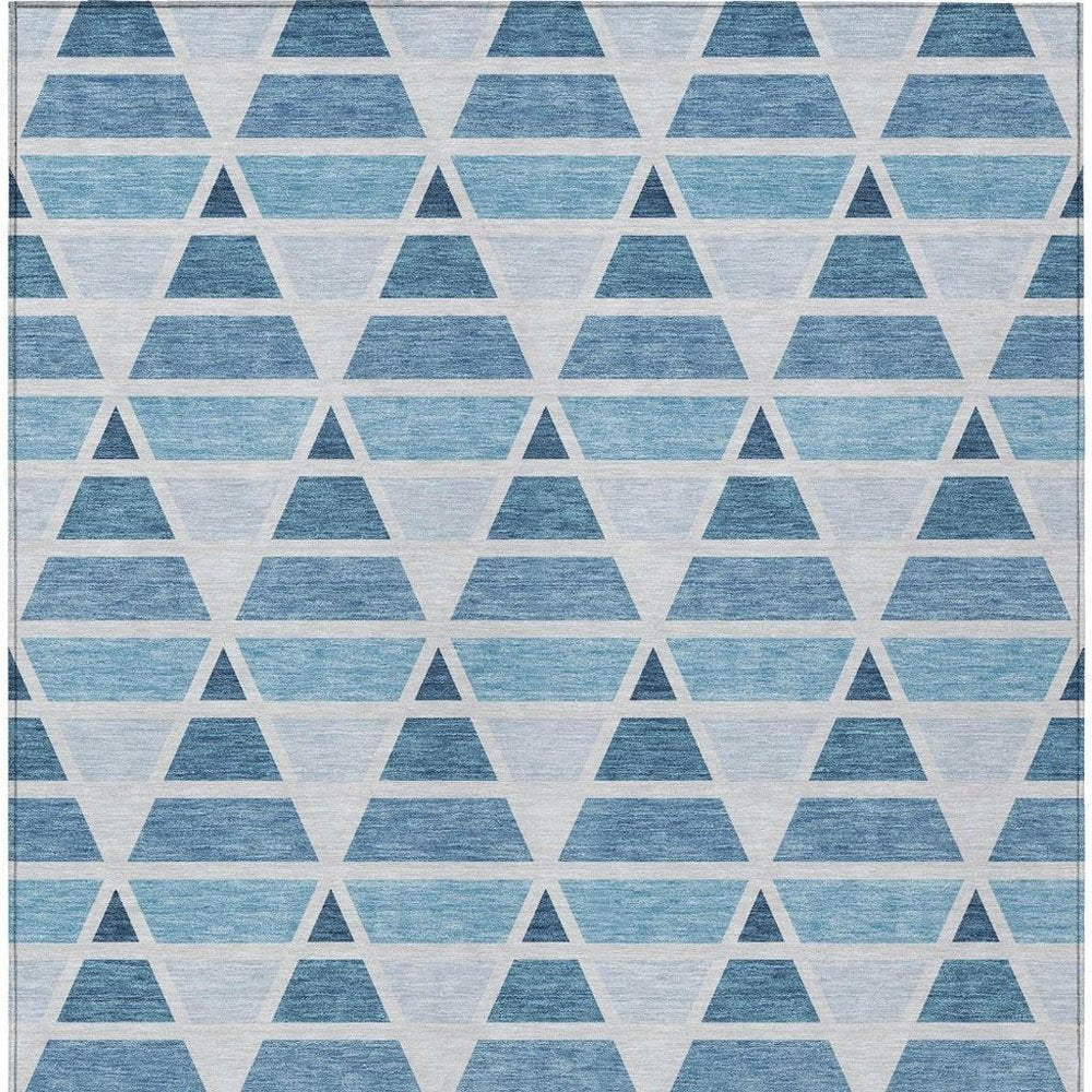 3' X 5' Blue And Silver Geometric Washable Indoor Outdoor Area Rug HomeRoots