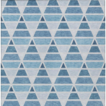 3' X 5' Blue And Silver Geometric Washable Indoor Outdoor Area Rug HomeRoots