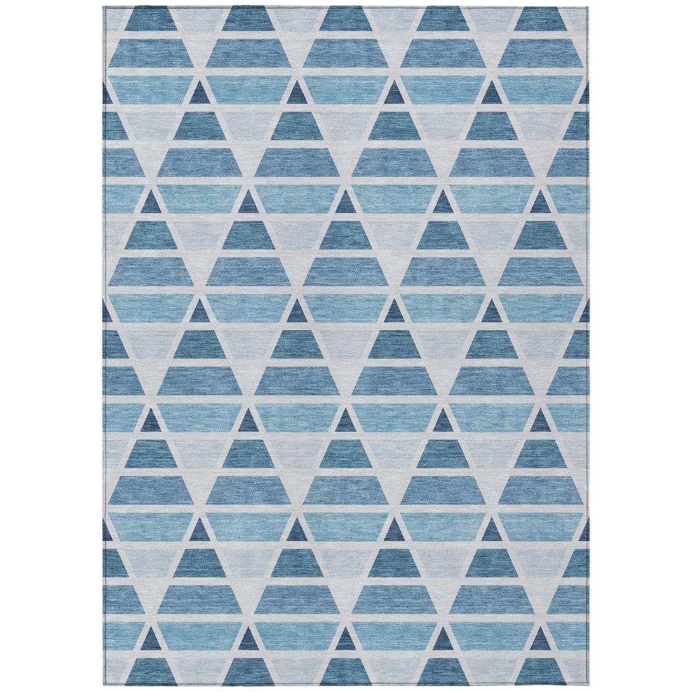 3' X 5' Blue And Silver Geometric Washable Indoor Outdoor Area Rug HomeRoots
