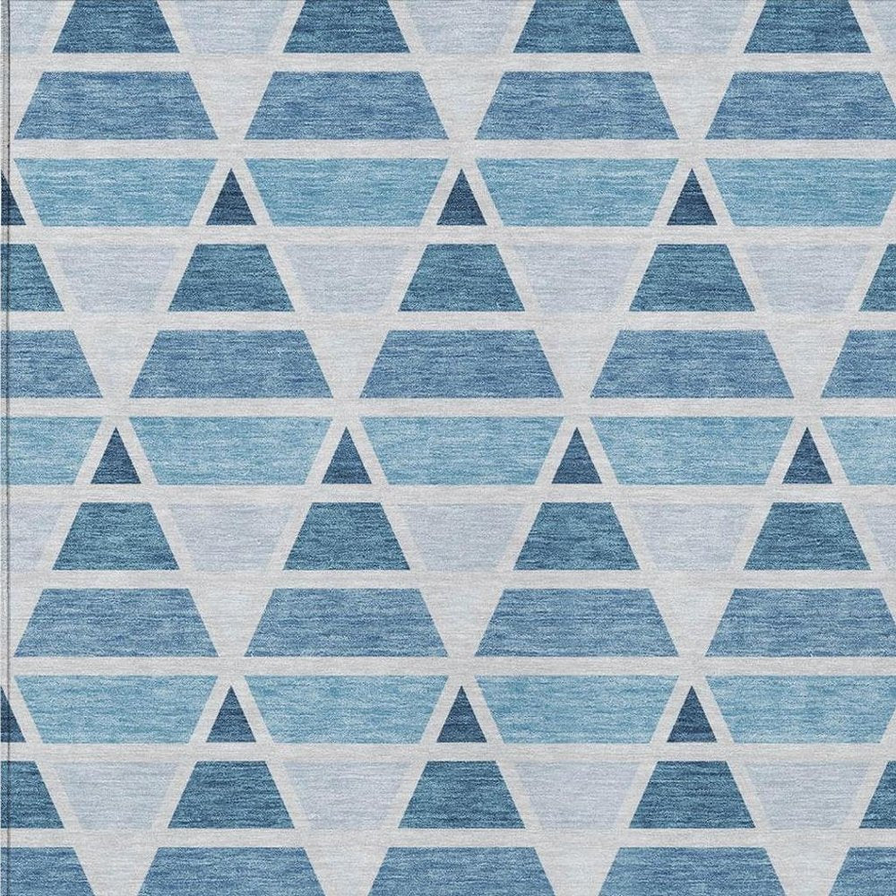 8' X 10' Blue And Silver Geometric Washable Indoor Outdoor Area Rug HomeRoots
