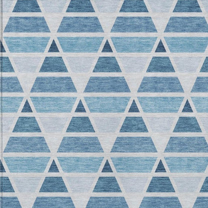 8' X 10' Blue And Silver Geometric Washable Indoor Outdoor Area Rug HomeRoots