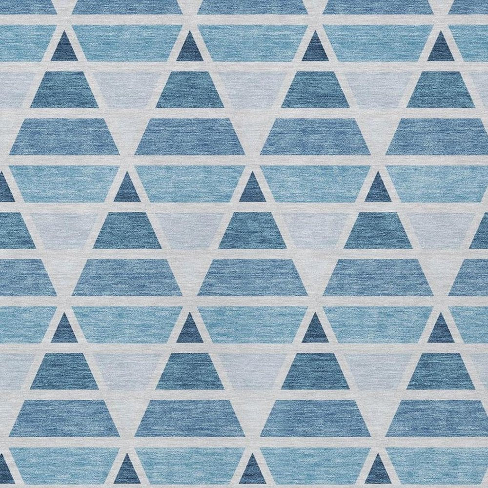 10' X 14' Blue And Silver Geometric Washable Indoor Outdoor Area Rug HomeRoots